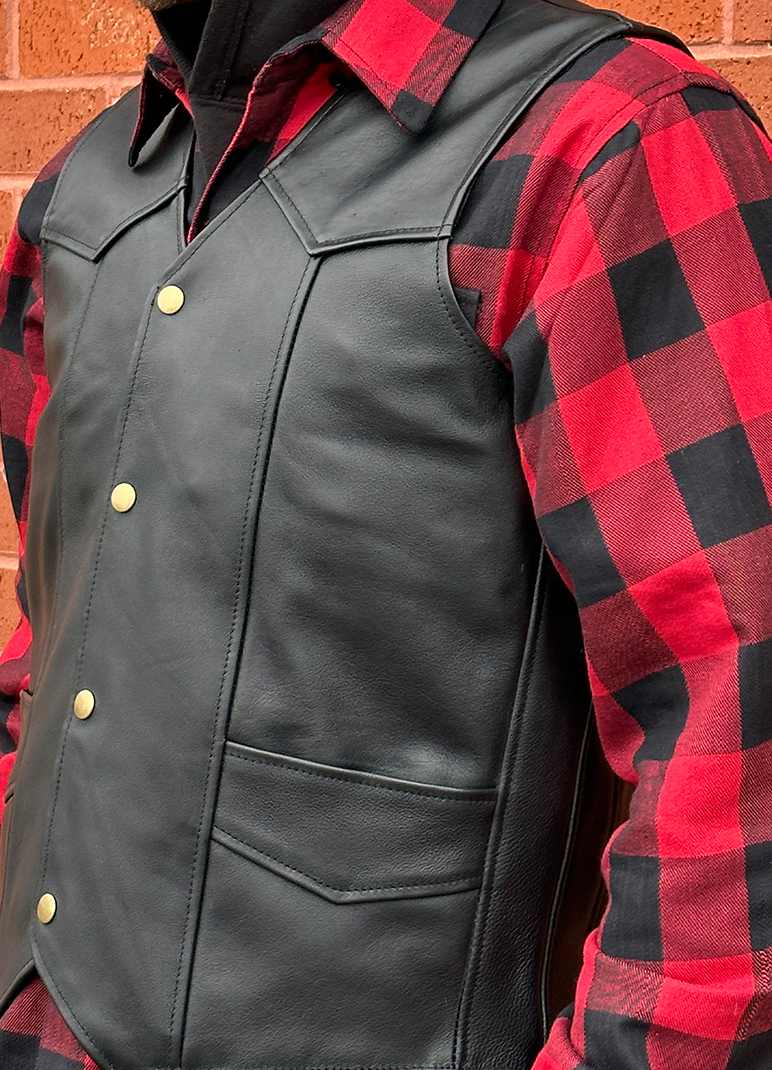 Western Style Leather Waistcoat by Fat Skeleton Fat Skeleton UK