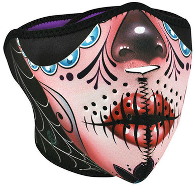 Zan Sugar Skull Muerte' Half Face Mask, Neck Warmers & Face Masks - Fat Skeleton UK