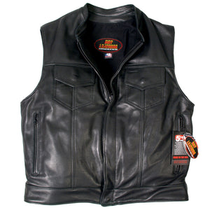 American Made Outlaw Style Leather Waistcoat / Cut, Leather Clothing - Fat Skeleton UK