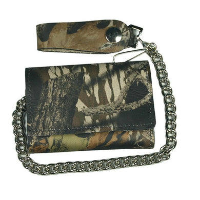 Woodland Camo finish Tri-Fold Chain Wallet, Lifestyle Accessories - Fat Skeleton UK
