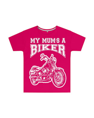 My Mum's a Biker Kids T Shirt in Dark Pink, Baby & Kids - Fat Skeleton UK