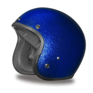 Blue Metalflake - Daytona Low Profile D.O.T. Open Face Helmet, Open Face Helmets - Fat Skeleton UK