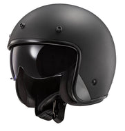 LS2 BOB Low Profile Matt Black ECE approved Open Face Helmet with dark drop down visor - Fat Skeleton UK