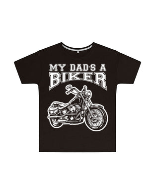 My Dad's a Biker Kids T Shirt in Black, Baby & Kids - Fat Skeleton UK