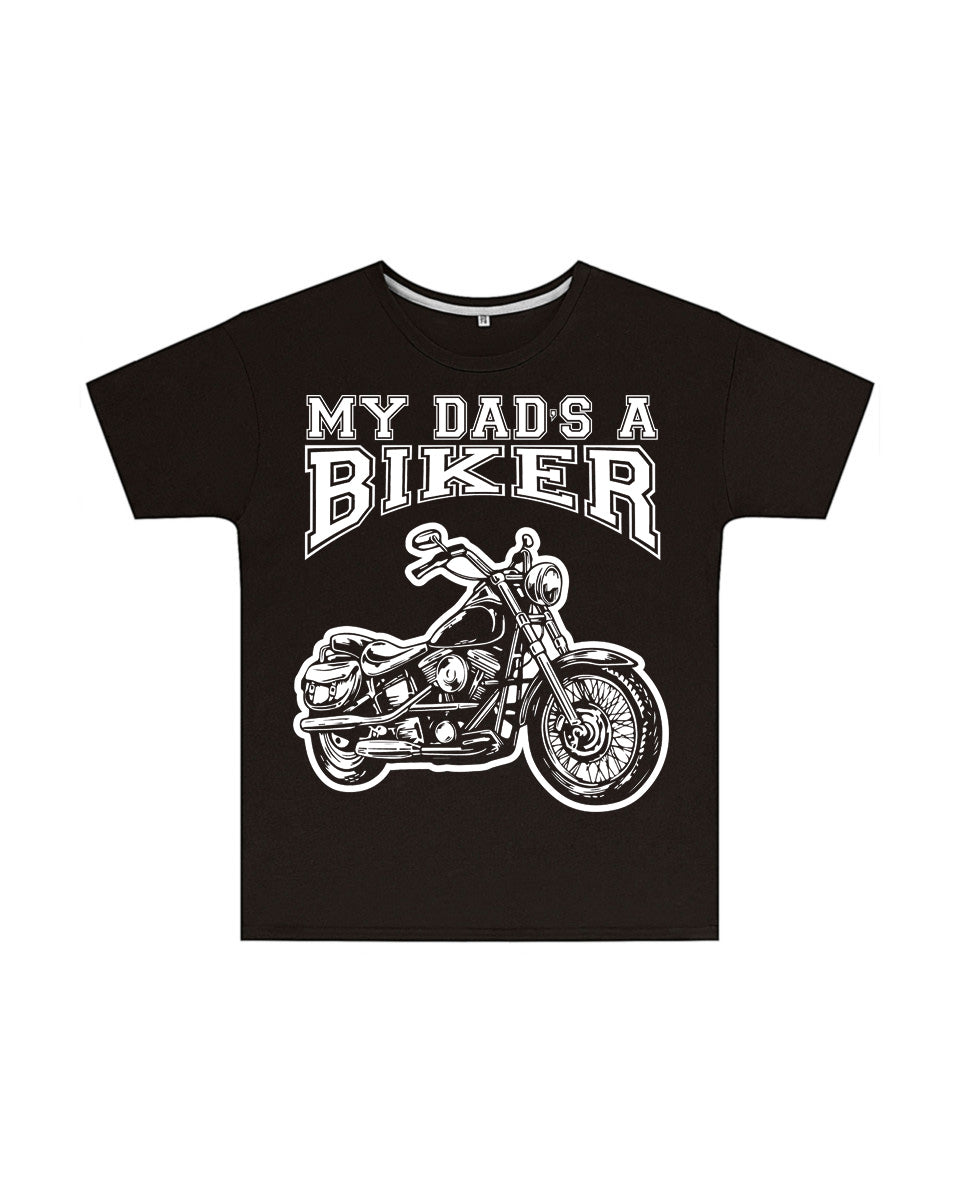 My Dad's a Biker Kids T Shirt in Black, Baby & Kids - Fat Skeleton UK