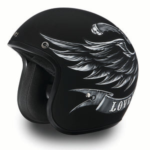 'Love It Leave It' - Daytona Low Profile  D.O.T. Open Face Helmet, Open Face Helmets - Fat Skeleton UK