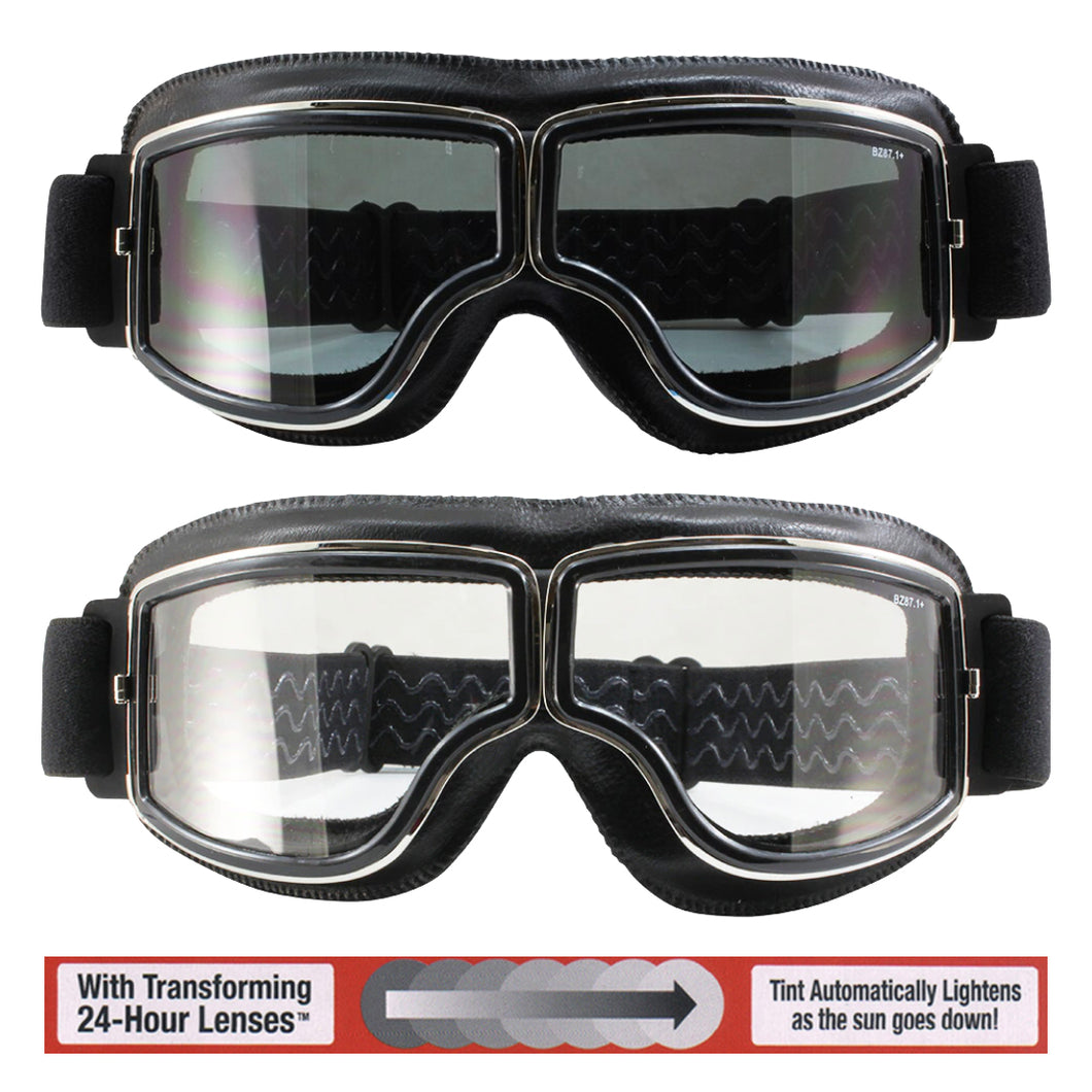Reactive Photochromic Lens Aviator style Retro Pilot Goggles