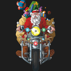 Biker Santa Motorcycle Christmas T Shirt