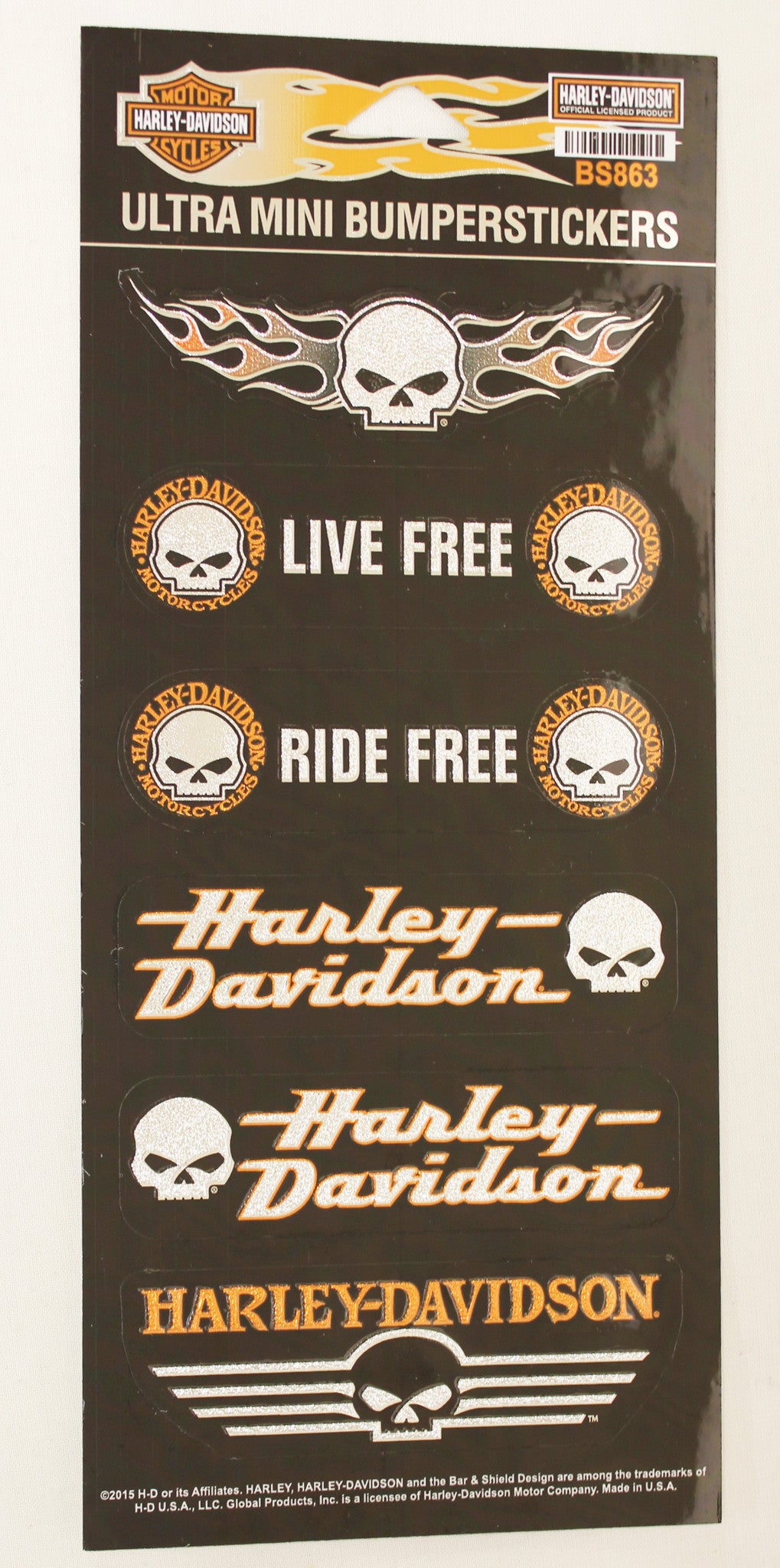 Genuine Harley Davidson Willie G logo metallic sticker set Fat