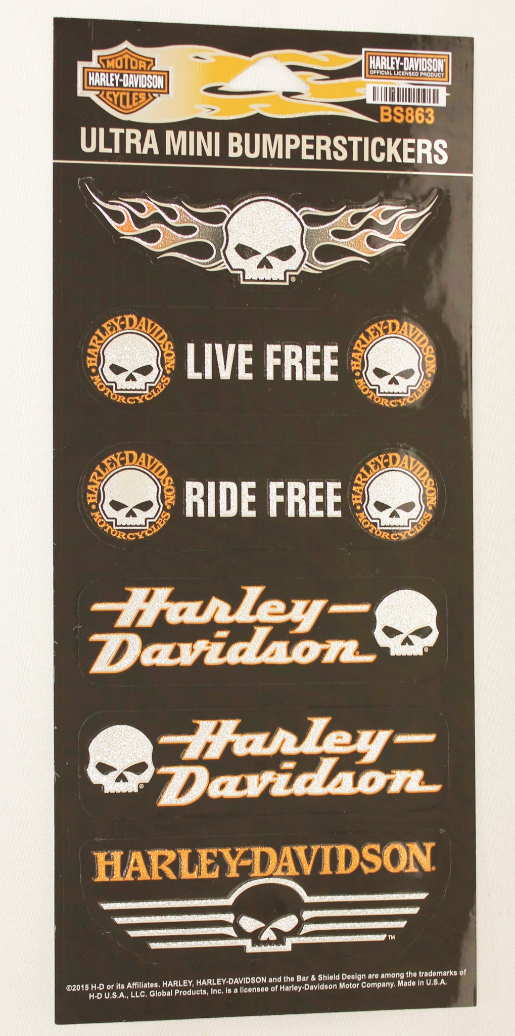 Genuine Harley Davidson Willie G logo metallic sticker set, Lifestyle Accessories - Fat Skeleton UK