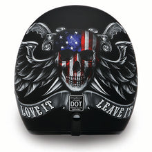 'Love It Leave It' - Daytona Low Profile  D.O.T. Open Face Helmet, Open Face Helmets - Fat Skeleton UK