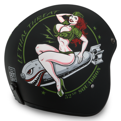 Matt Black 'Bombs Away' - Daytona Low Profile D.O.T. Open Face Helmet, Open Face Helmets - Fat Skeleton UK